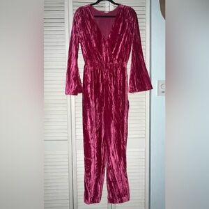 A New Day Pink Velvet Jumpsuit • Medium